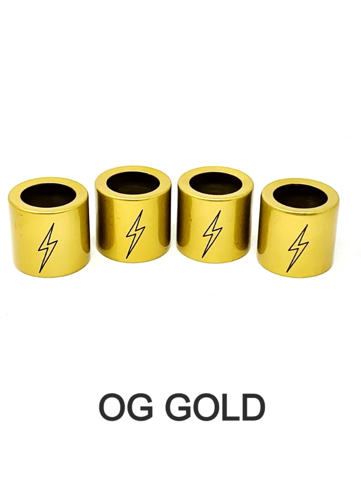 Lightning Bolt Pushrod Spring Covers, OG Gold Pushrod Covers Death Metal Racing