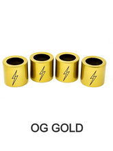 Lightning Bolt Pushrod Spring Covers, OG Gold Pushrod Covers Death Metal Racing