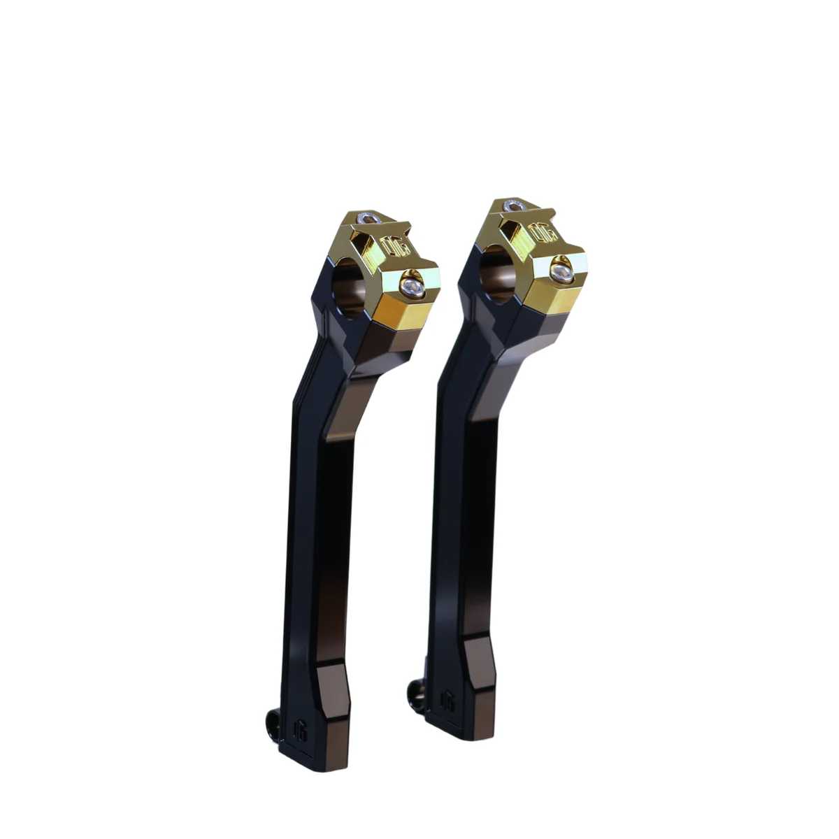 OG 9.5" Pull Back Risers - Pan America Risers Original Garage Moto Black Gold Plating