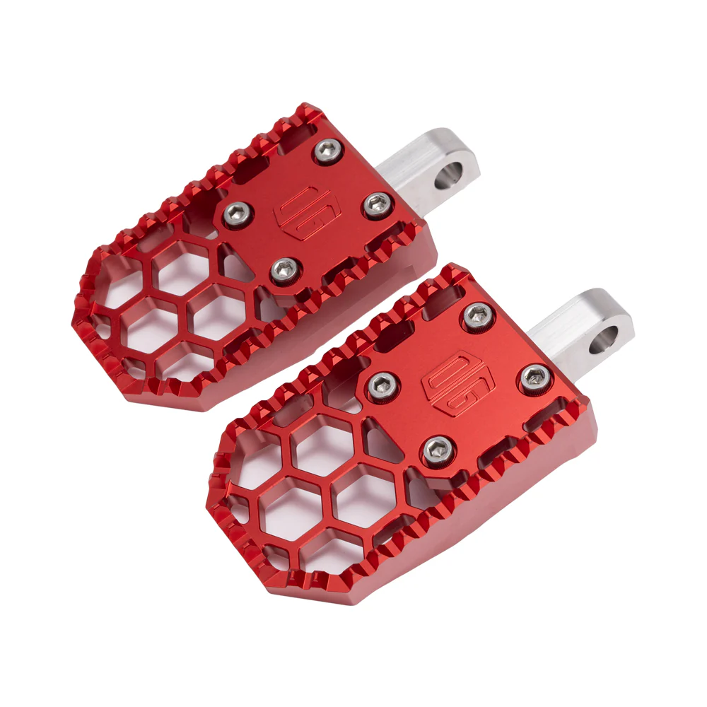 OG HoneyComp V3 Foot Pegs - Indians Foot Pegs Original Garage Moto Red Scout/Chief Front