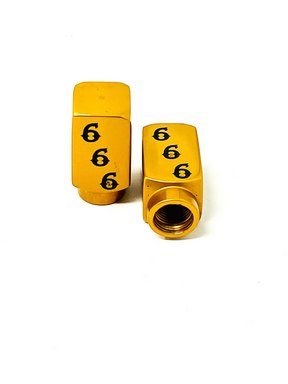 Short DMR 666 Valve Stem Caps, Honey Gold Valve Stem Caps Death Metal Racing