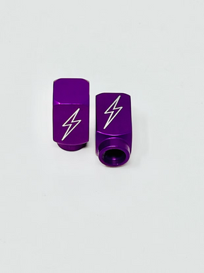 Long DMR Lightning Bolt Valve Stem Caps, Purple Valve Stem Caps Death Metal Racing