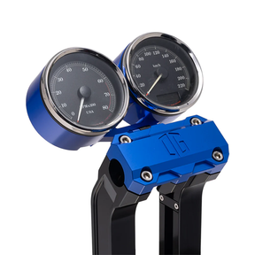 OG Dual Billet Gauge Pods Gauge Mount Original Garage Moto Blue Rear mount