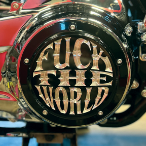 FTW Derby Cover, Gloss Black & Aluminum - 18+ Softail Derby Cover Indian Larry Motorcycles