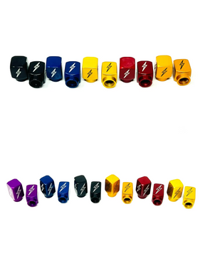 Long DMR Lightning Bolt Valve Stem Caps, Purple Valve Stem Caps Death Metal Racing