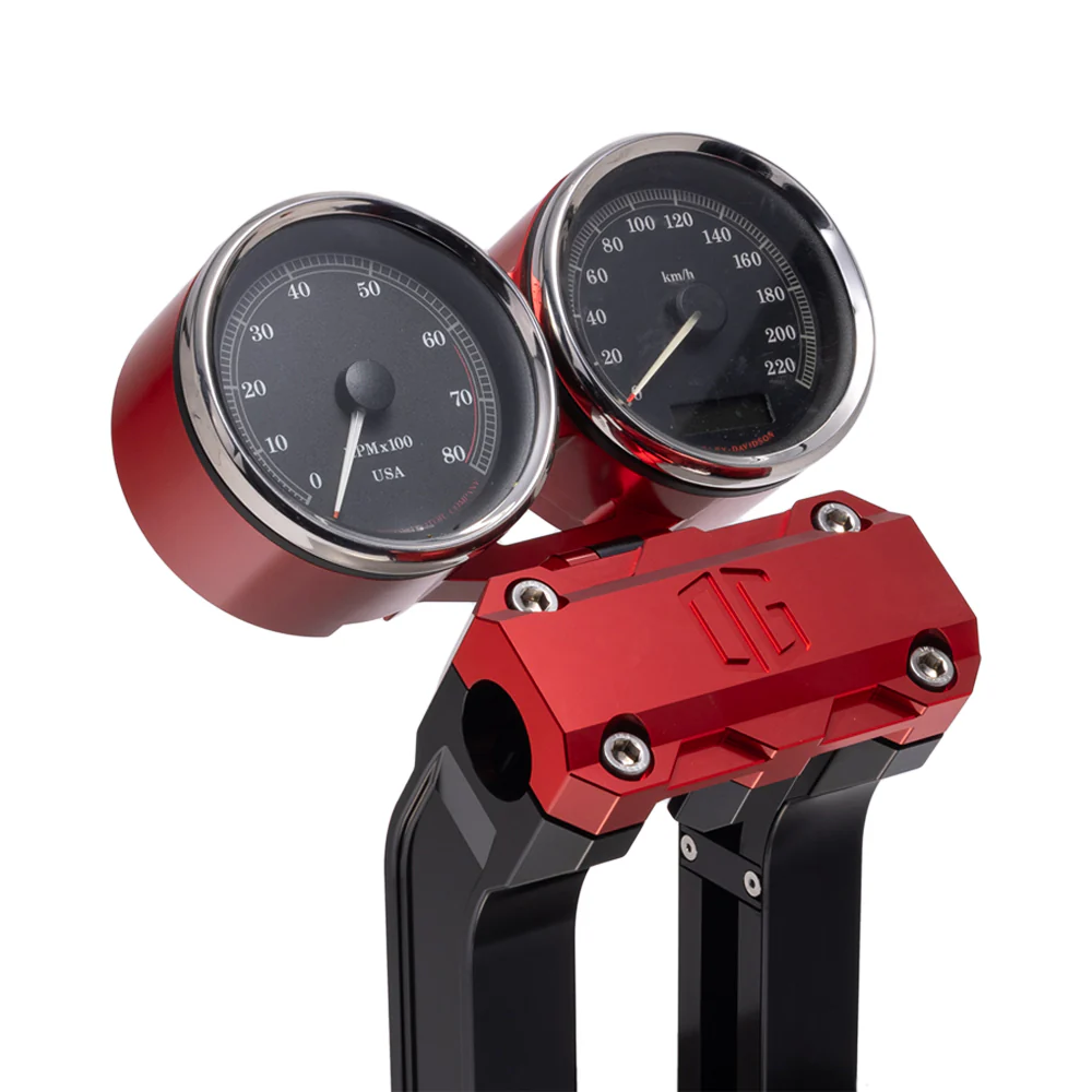 OG Dual Billet Gauge Pods Gauge Mount Original Garage Moto Red Rear mount