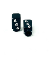 Long DMR 666 Valve Stem Caps, Black Valve Stem Caps Death Metal Racing