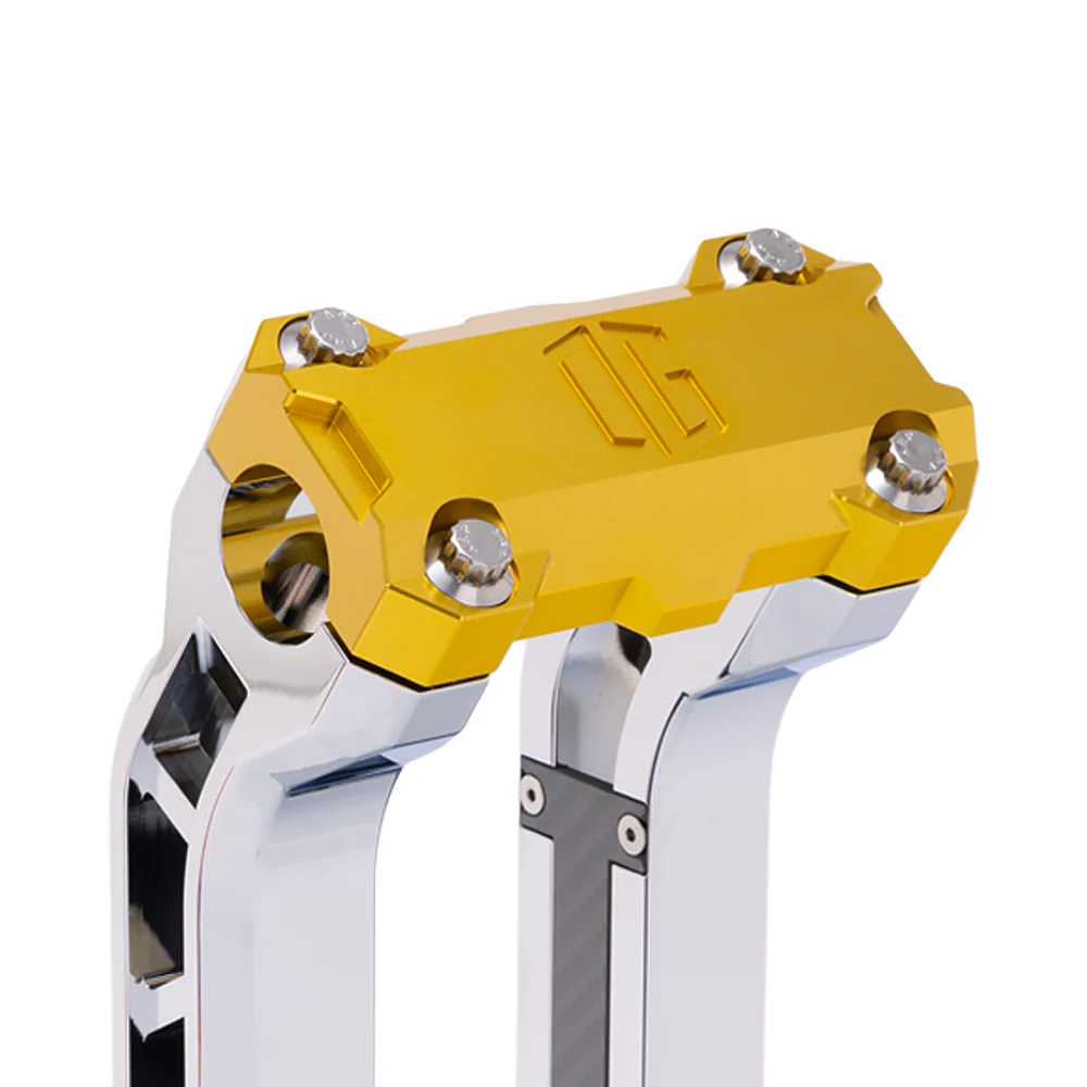Og Performance 6.5" Pull Back Risers Original Garage Moto OG Performance Top Clamp Chrome Gold