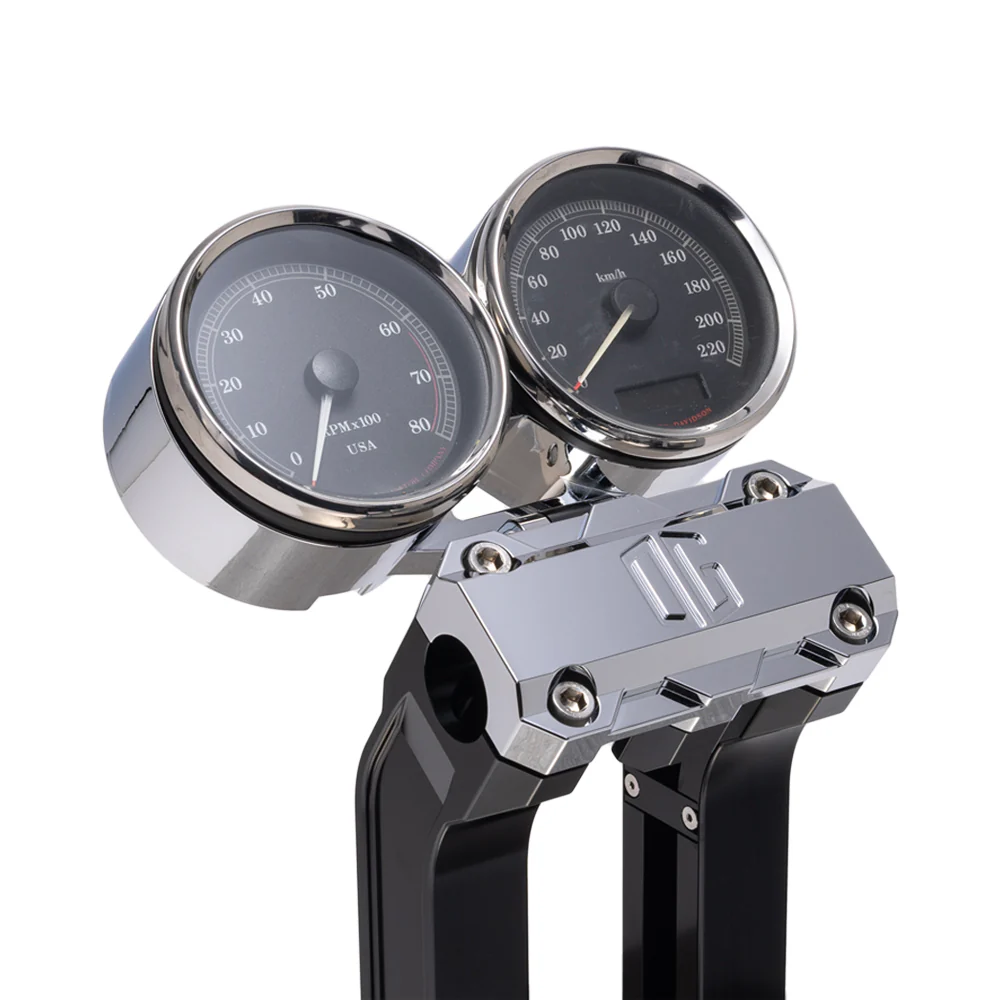 OG Dual Billet Gauge Pods Gauge Mount Original Garage Moto Chrome Rear mount