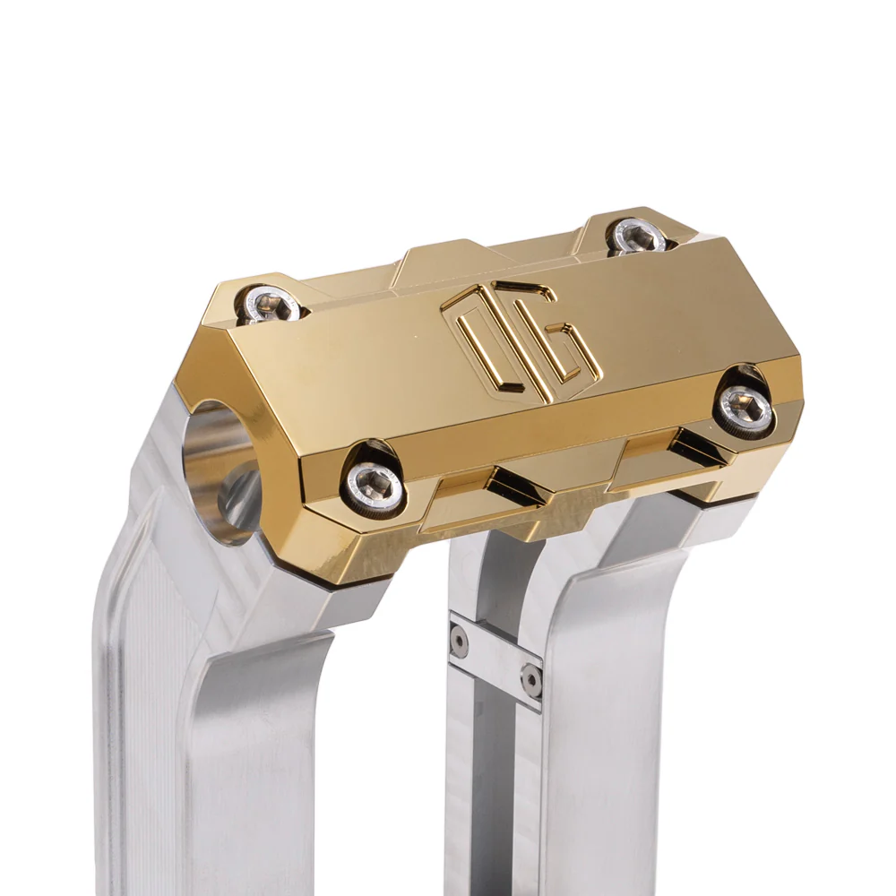 OG 2" Straight Risers Risers Original Garage Moto Standard OG Top Clamp Aluminium Finish Gold Plating