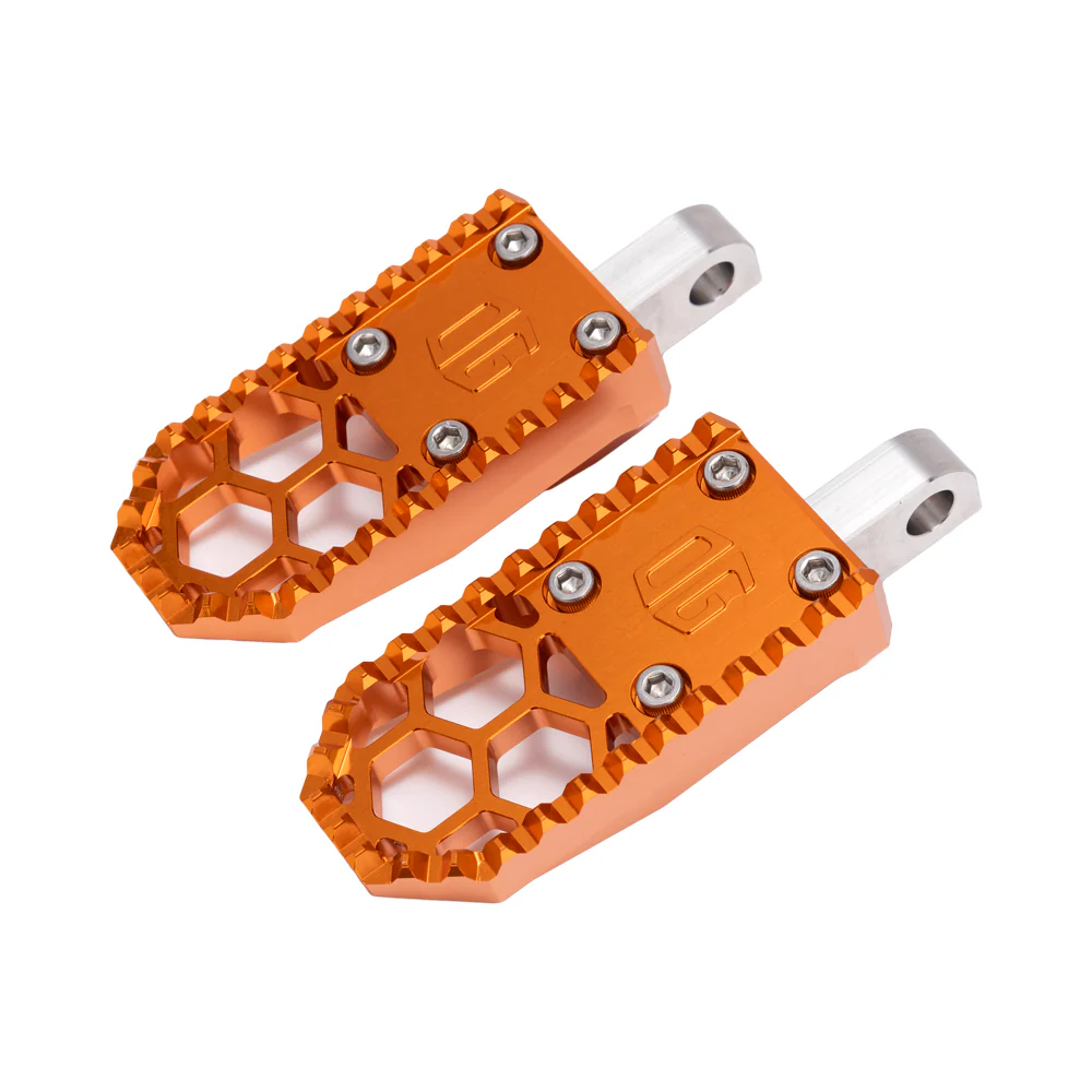 OG HoneyComp V3 Mini Foot Pegs Foot Pegs Original Garage Moto Orange Dyna/FXR/XL & Bagger Passenger