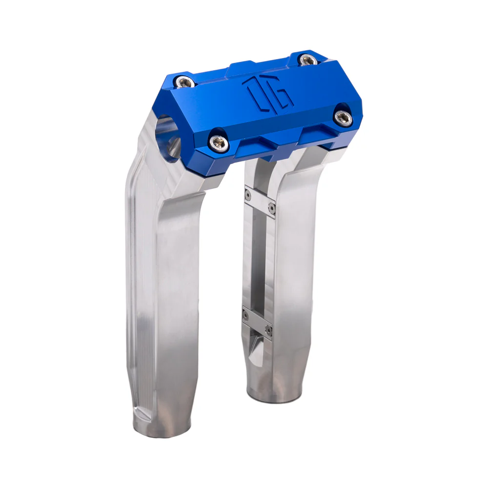 OG 8.5" Pull Back Risers Risers Original Garage Moto Standard OG Top Clamp Aluminium Finish Blue