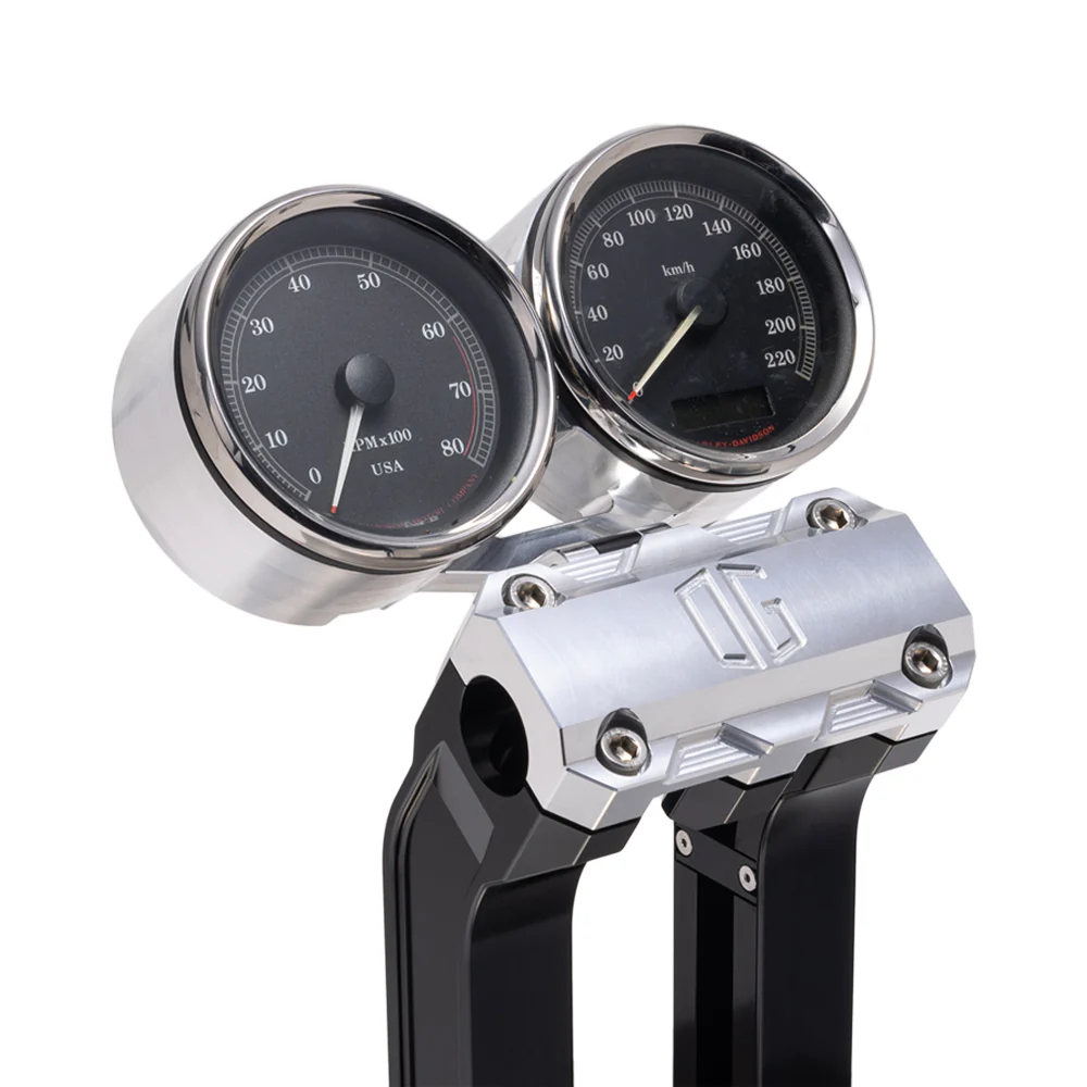 OG Dual Billet Gauge Pods Gauge Mount Original Garage Moto Aluminium finish Rear mount