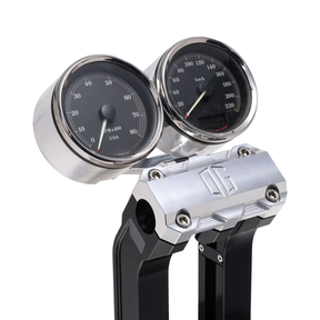 OG Dual Billet Gauge Pods Gauge Mount Original Garage Moto Aluminium finish Rear mount