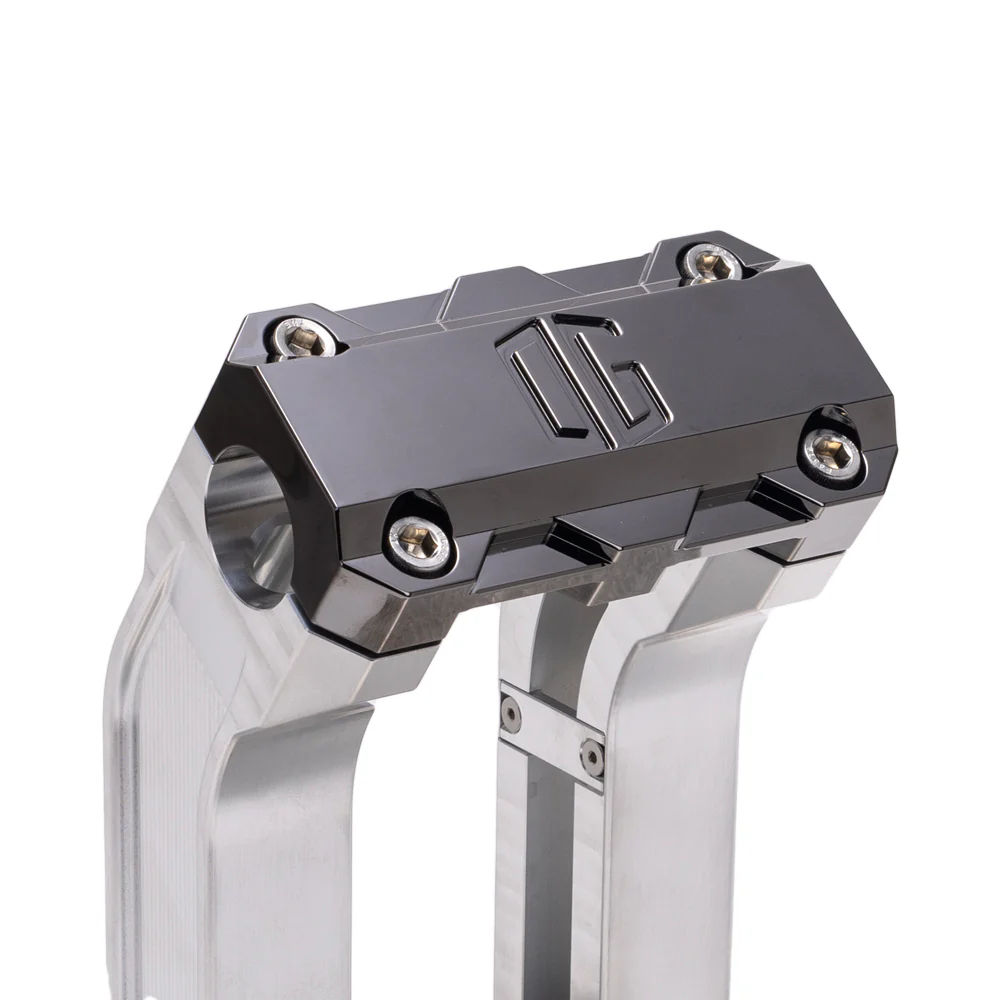 OG 2" Straight Risers Risers Original Garage Moto Standard OG Top Clamp Aluminium Finish Black Chrome