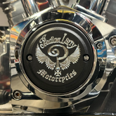 Indian Larry Logo 2 Hole Point Cover, Matte Black & Aluminum - Shovelhead & EVO Timing Cover Indian Larry Motorcycles