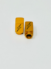 Long DMR Lightning Bolt Valve Stem Caps, Honey Gold Valve Stem Caps Death Metal Racing
