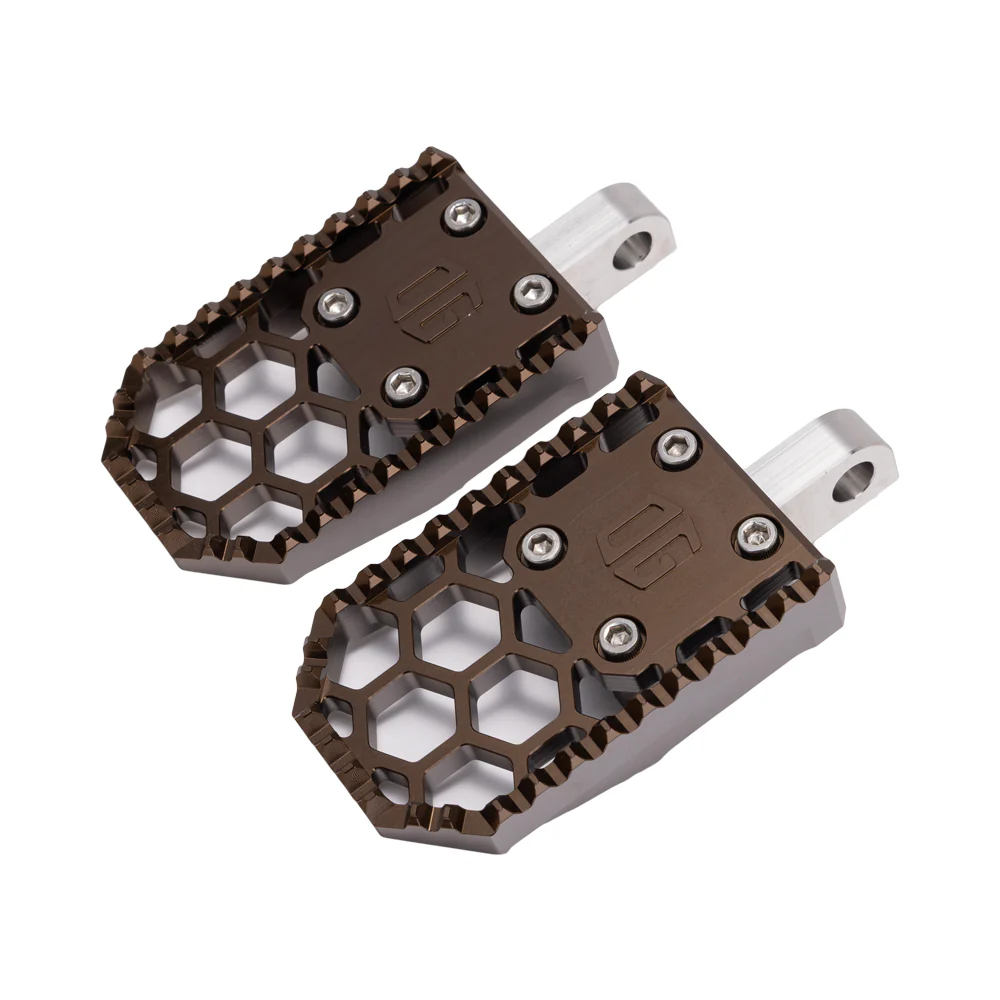 OG HoneyComp V3 Foot Pegs - Indians Foot Pegs Original Garage Moto Bronze Scout/Chief Front