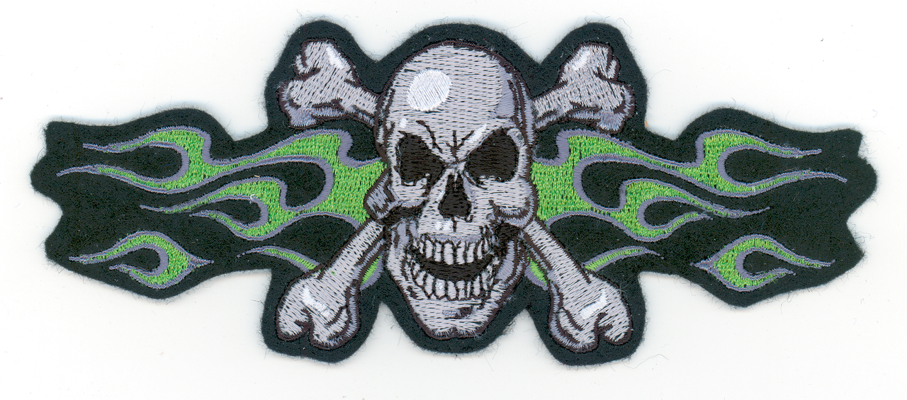 Green Flame Skull Mini Patch Helmets, Audio & Merchandise Lethal Threat Default Title