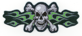 Green Flame Skull Mini Patch Helmets, Audio & Merchandise Lethal Threat Default Title