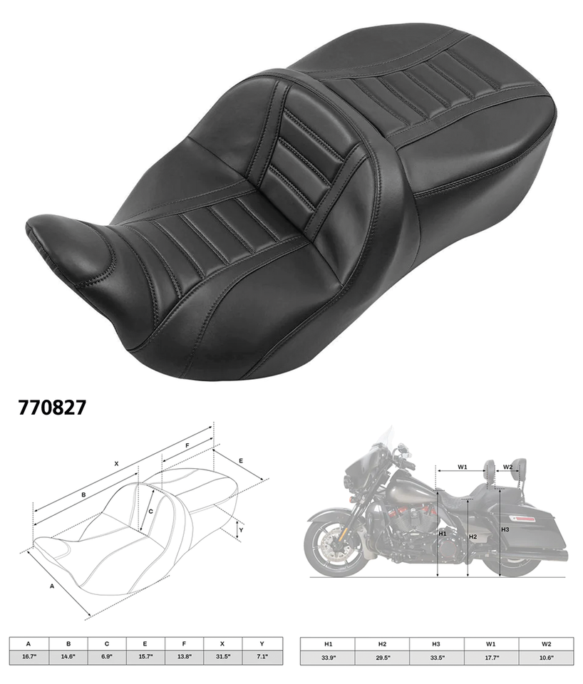 2 Up Pleated 2 Seat Black Flh/T08 23 2-Up Seat C.C. Rider