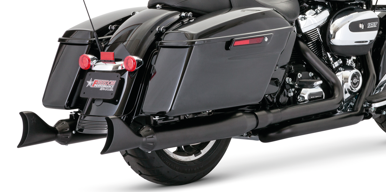 4" Sharktails S O's All Chr Flh/T17 Up Slip-On & Muffler Freedom Performance Exhaust