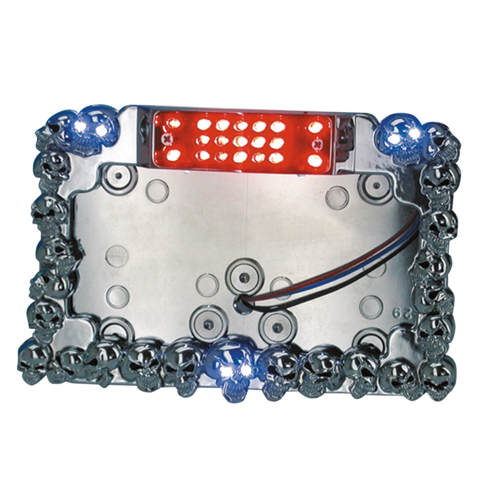 Gzp Licenceplate Led Chr/W Skulls Side M Taillight With License Plate Mount Zodiac
