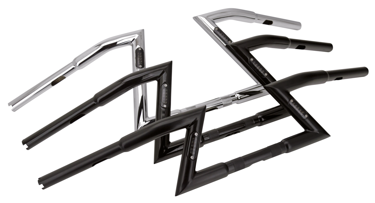 Gzp Matt Blk Z Bar 6"Rise Tbw Smoke Led Fat Handlebars for one inch handlebar clamps Zodiac
