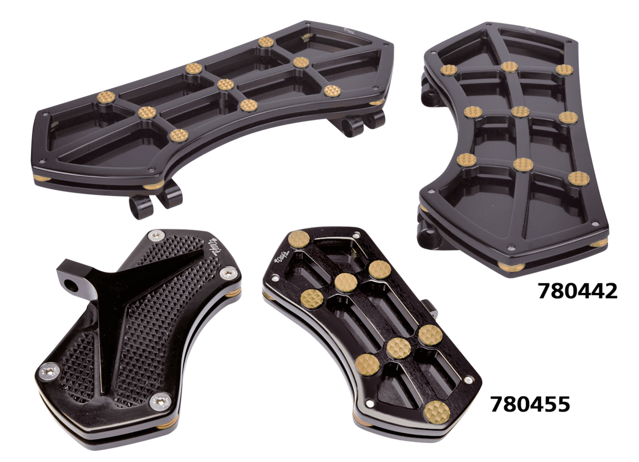 Diamond Fr Flrbrd Blk W/ Gems Brass Rider Floorboard Vity's Design