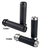 Lthr Moto Grips Blk/Blk Ribbed Tbw Grip Brass Balls Cycles Default Title