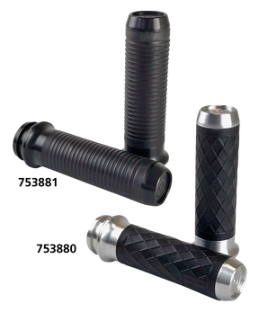 Lthr Moto Grips Blk/Blk Ribbed Tbw Grip Brass Balls Cycles Default Title