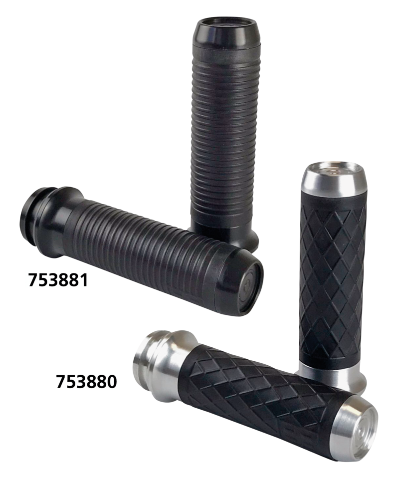 Lthr Moto Grips Blk/Blk Ribbed Tbw Grip Brass Balls Cycles Default Title