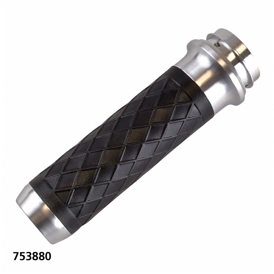 Lthr Moto Grips Natur/Blk Diamond Tbw Grip Brass Balls Cycles