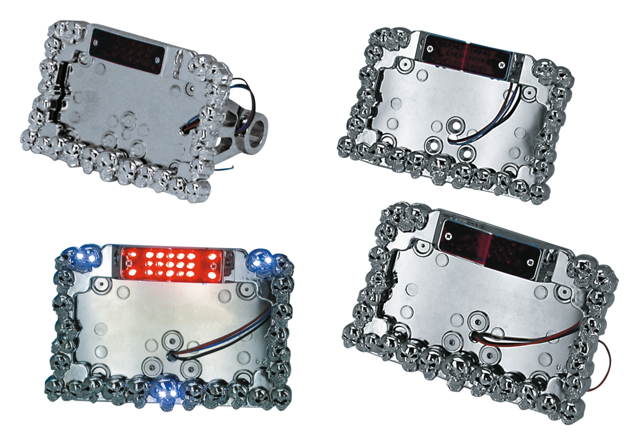 Gzp Licenceplate Led Chr/W Skulls Side M Taillight With License Plate Mount Zodiac Default Title