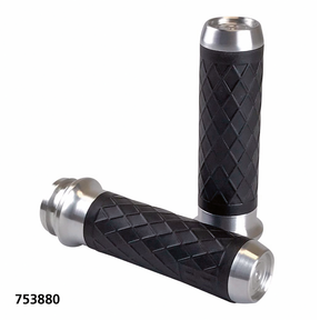 Lthr Moto Grips Natur/Blk Diamond Tbw Grip Brass Balls Cycles