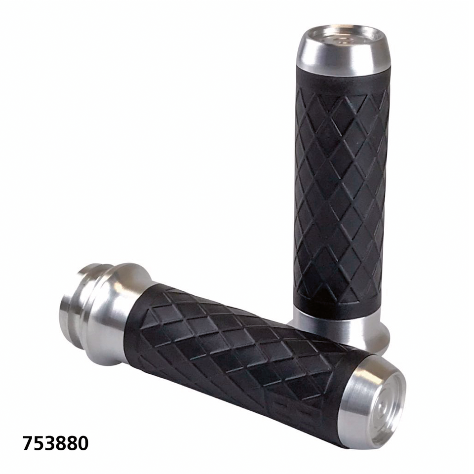 Lthr Moto Grips Natur/Blk Diamond Tbw Grip Brass Balls Cycles