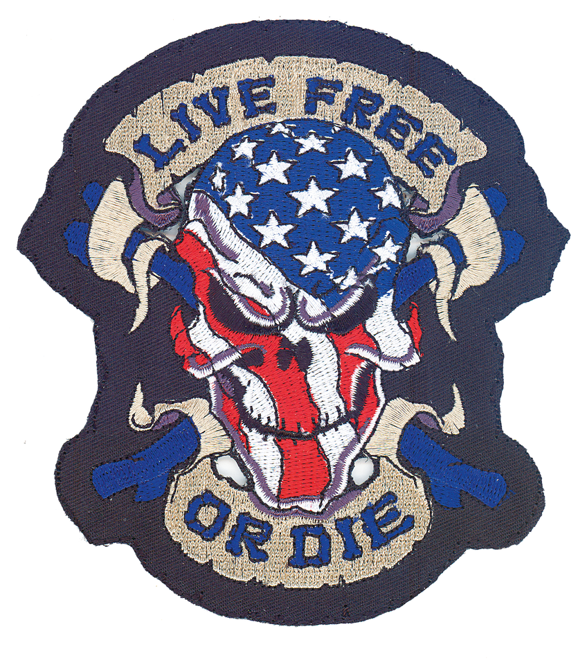 Live Free Or Die Usa Skull 11"X11,5" Patch & Pin Lethal Threat Default Title