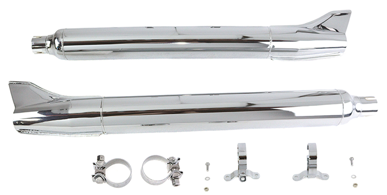 1961 Style Fishtails Chrome Flt95 17 Slip-On & Muffler V Twin Mfg Default Title
