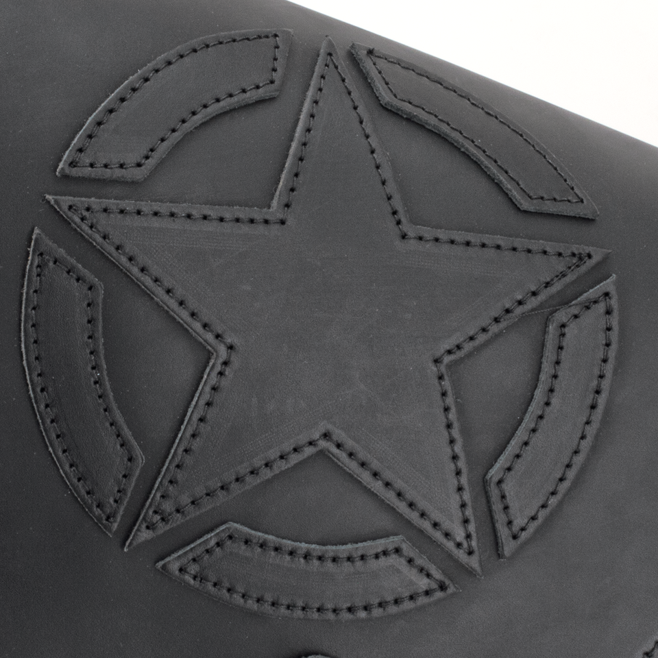 Texas Leather Star Swingarm Bag Black Leather Luggage Texas Leather