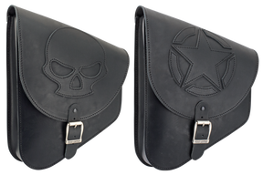 Texas Leather Skull Swingarm Bag Black Leather Luggage Texas Leather