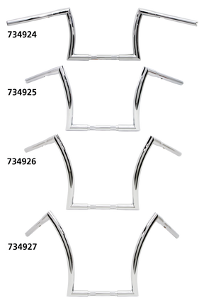 10" Z Bar 1" Chrome Dimpled Tbw Fat Handlebars for one inch handlebar clamps V Twin Mfg