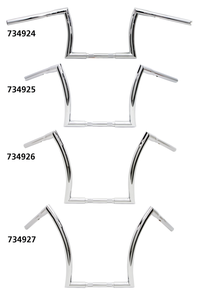 10" Z Bar 1" Chrome Dimpled Tbw Fat Handlebars for one inch handlebar clamps V Twin Mfg