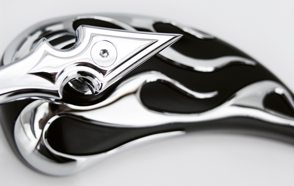 Gzp Chrome & Black Flame Mirror Set Mirror & Component Zodiac Default Title