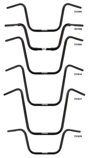 Apehanger Black "Medium" H=310mm 82 Up Handlebar Crc Custom Parts