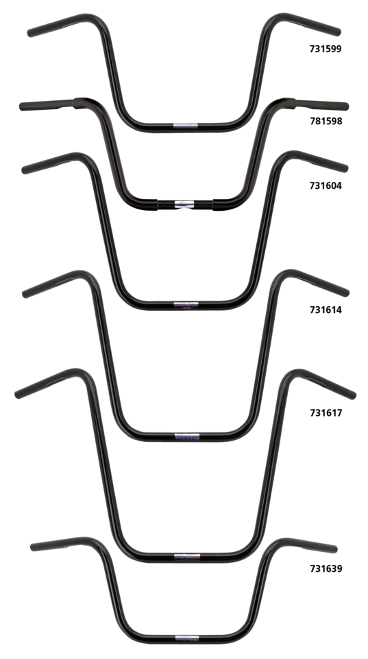 Apehanger Black "Medium" H=310mm 82 Up Handlebar Crc Custom Parts