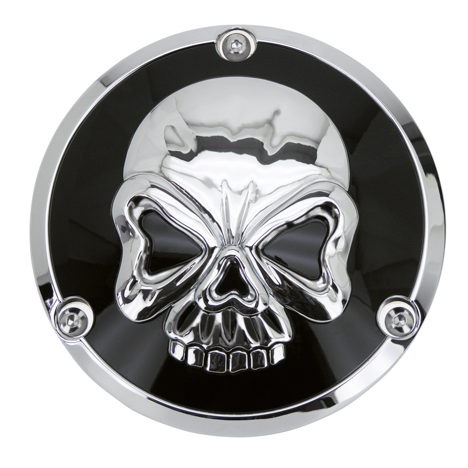 Gzp Skull Blck/Chrome Derby Cover 5 Hole Derby Cover Zodiac Default Title