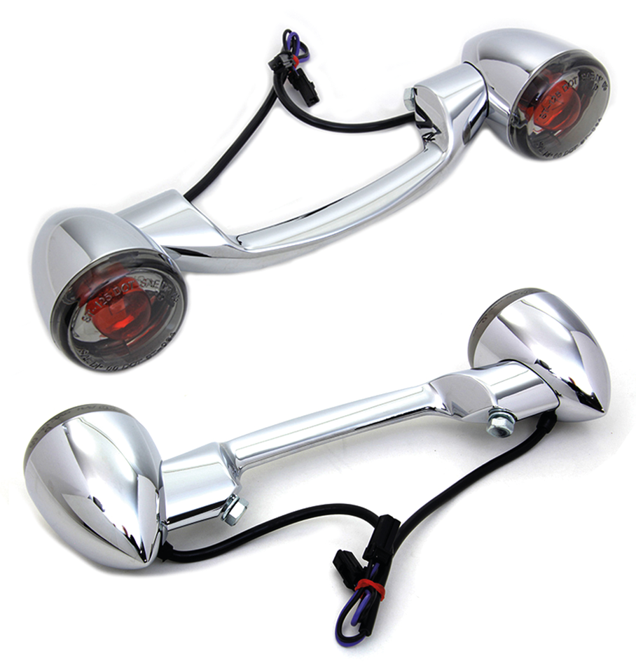Turn Signal Bar Chrome/Smoke Flh/T99 13 Rear Turn Signal V Twin Mfg Default Title