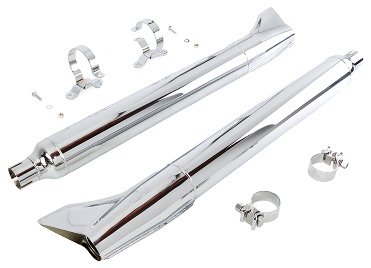1961 Style Fishtails Chrome Flt95 17 Slip-On & Muffler V Twin Mfg