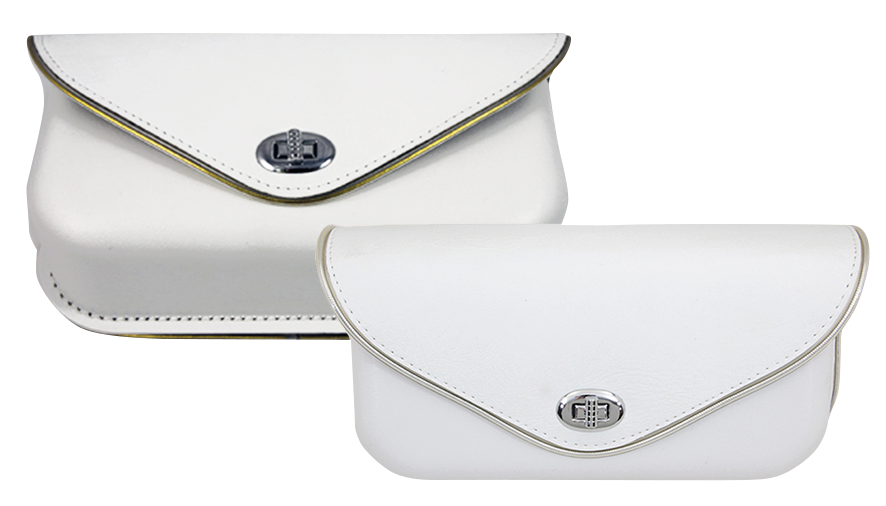 Windshield Pouch White/Gold Trim Fl60 84 Windshield Bags V Twin Mfg
