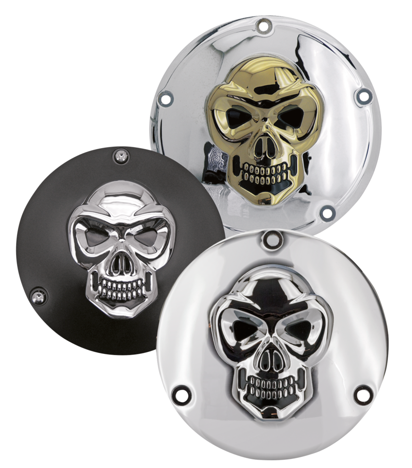 Gzp Skull Derby Cover Chrome Alu 5 Hole Derby & Inspection Cover Zodiac